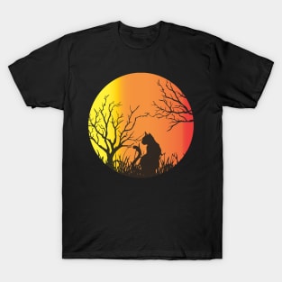 Black Cat Spooky Moon Halloween Witch Monster Ghost Pumpkin T-Shirt